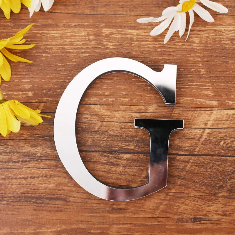 3D Acrylic Mirror Alphabet & House Number Wall Stickers – Decorative DIY Letters and Numbers