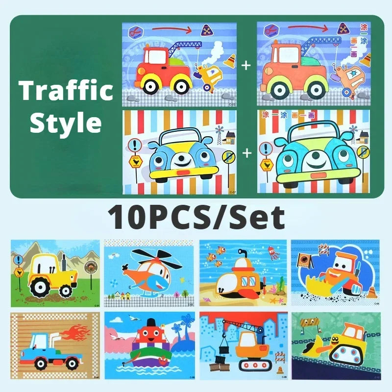 10pcs 3D EVA Foam Sticker Puzzle Craft Set for Kids