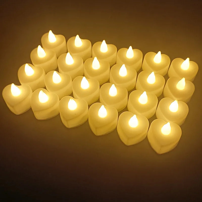 24-Piece LED Candle Tea Lights – Battery Operated Flameless Candles with Red Shells for Wedding & Party Decorations
