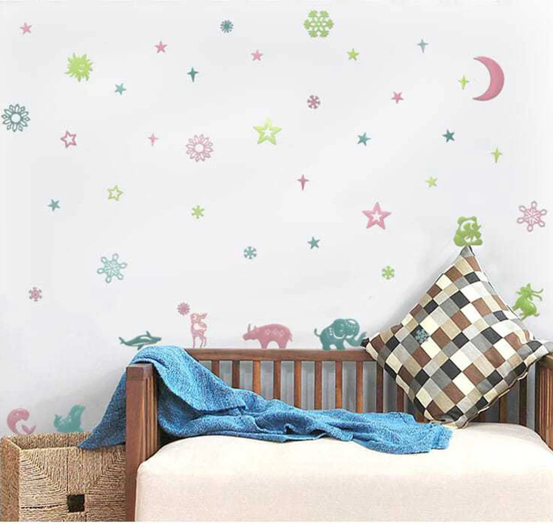 Glow in the Dark Cartoon Butterfly & Stars Wall Stickers – Luminous Noctilucent Decals for Kids Room & Bedroom Decor
