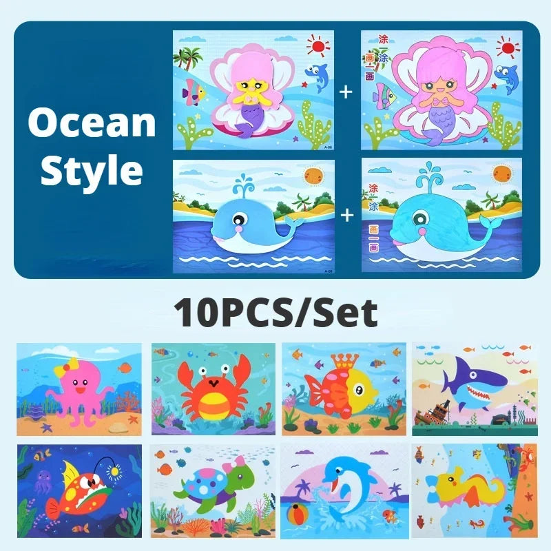 10pcs 3D EVA Foam Sticker Puzzle Craft Set for Kids