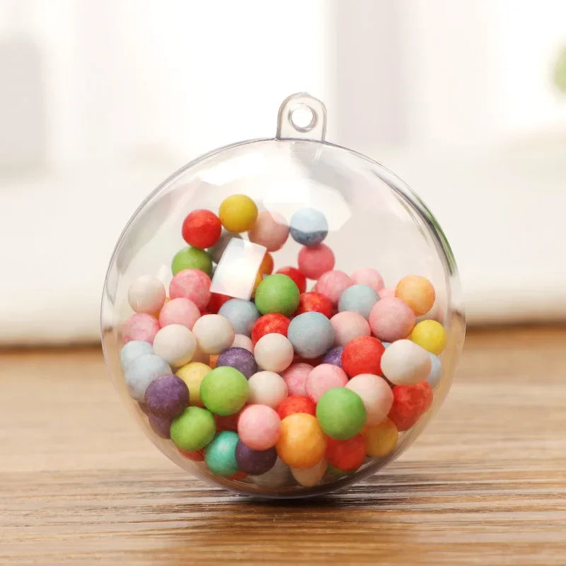 Wholesale Transparent DIY Plastic Ball Ornaments – Fillable Hanging Decoration for Christmas Tree, Wedding & Party Gifts