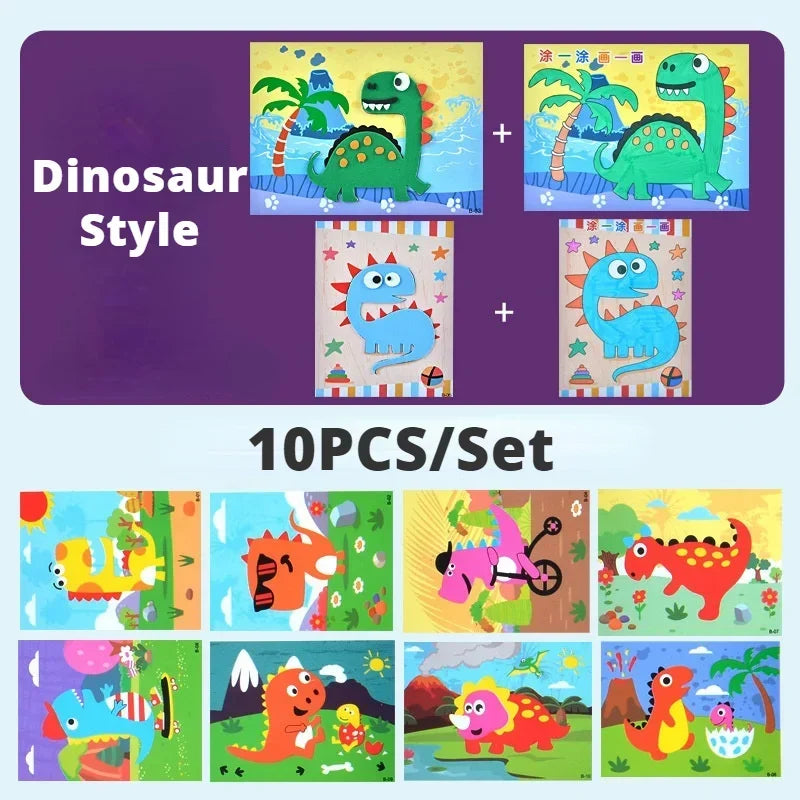 10pcs 3D EVA Foam Sticker Puzzle Craft Set for Kids