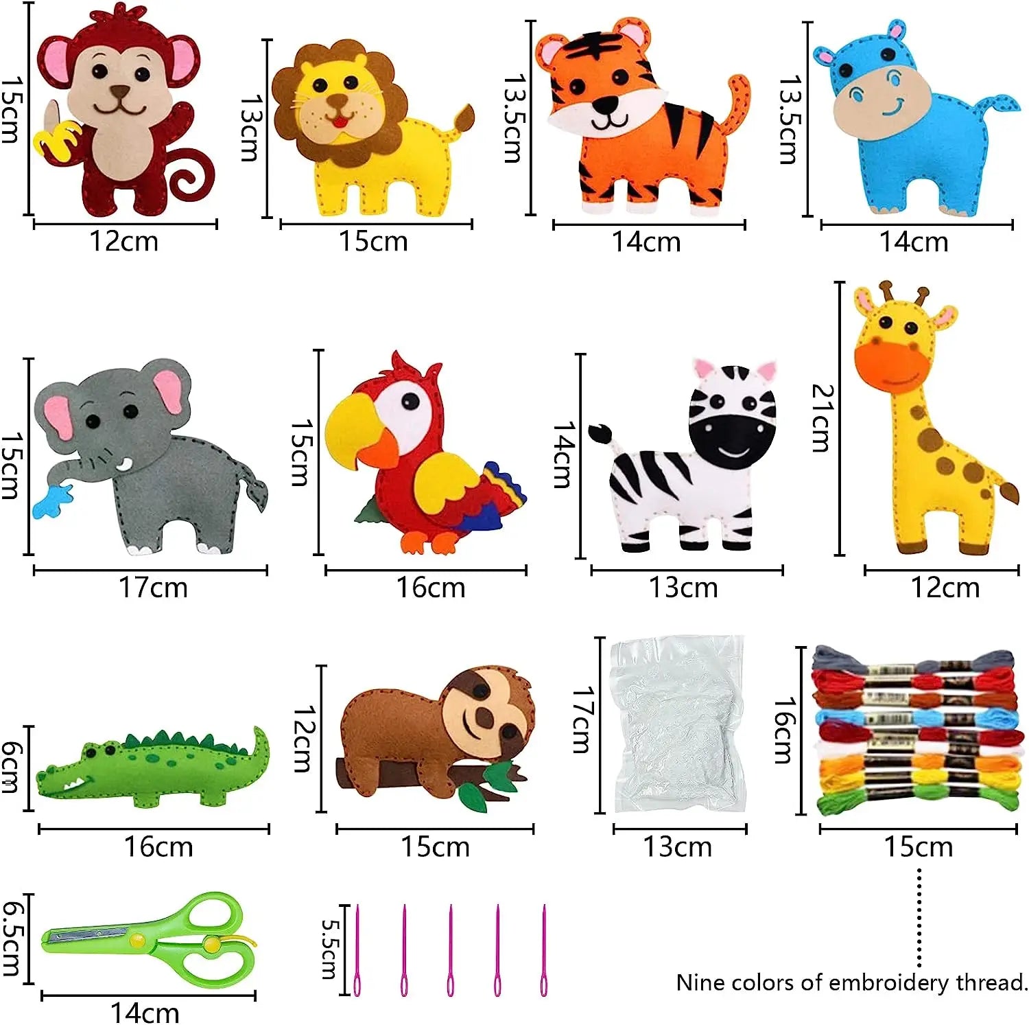 Woodland Animals Craft Kit – DIY Sewing Felt Plush Forest Creatures for Kids Beginners – Educational Arts and Crafts Set with Pre-Cut Felt and Instructions