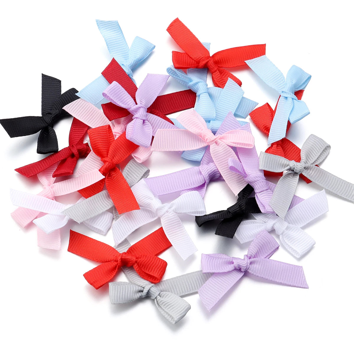 50pcs Satin Ribbon Bows – Colorful Polyester Handmade Bows for DIY Sewing, Crafts, Gift Wrapping, Bouquets, and Party Decorations