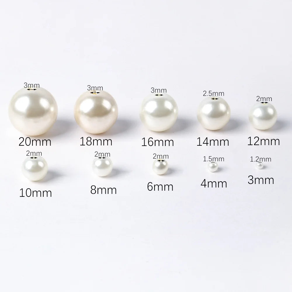 500-Piece Imitation Pearl Beads – 3/4/6/8/10mm Acrylic Spacer Beads with Holes for Jewelry Making