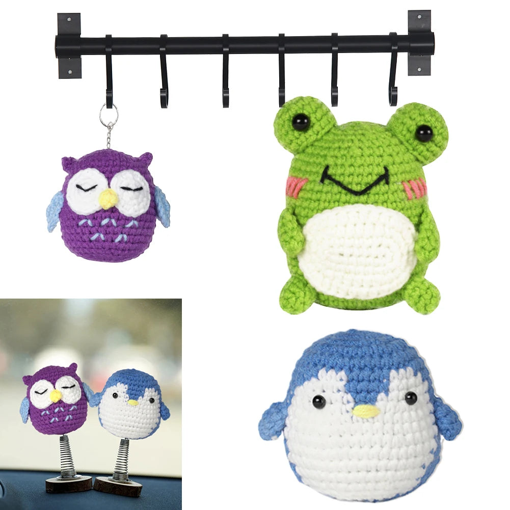 3PCS Beginner Crochet Kit – Frog, Owl, Penguin DIY Animal Set with Tutorials