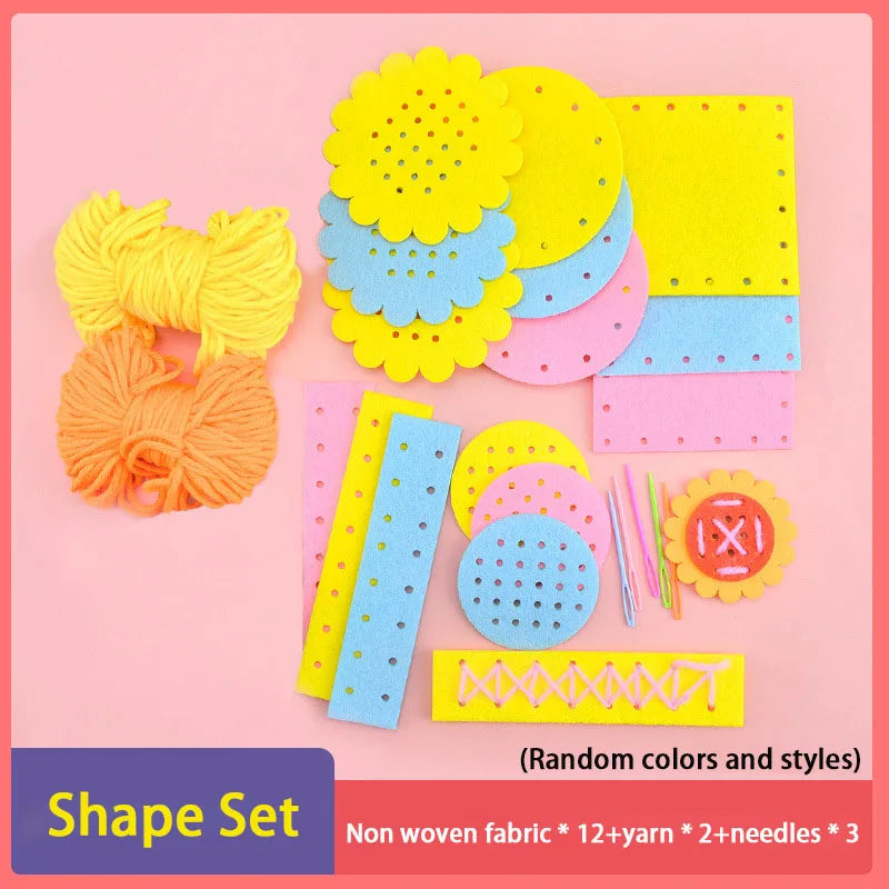 Montessori Non-woven Fabric Lacing Toys for Toddlers Kids Cartoon Animal Sewing Kit Fine Motor Skill Busy Board DIY Art Craft
