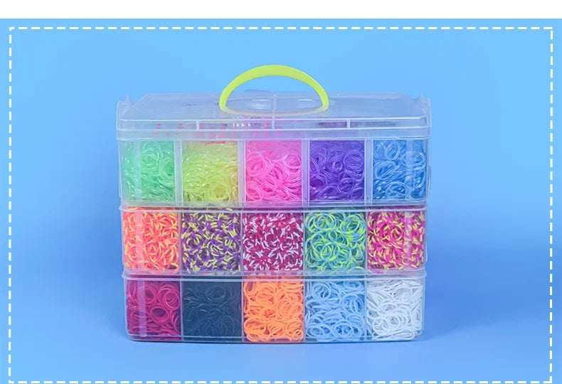 15,000pcs Rainbow Luminous Rubber Bands Loom Kit – DIY Bracelet Making Set for Kids
