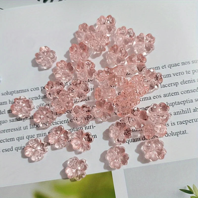 32pcs Transparent Clover & Flower Charms – Flat Resin Pendants for DIY Jewelry Making Accessories & Craft Supplies