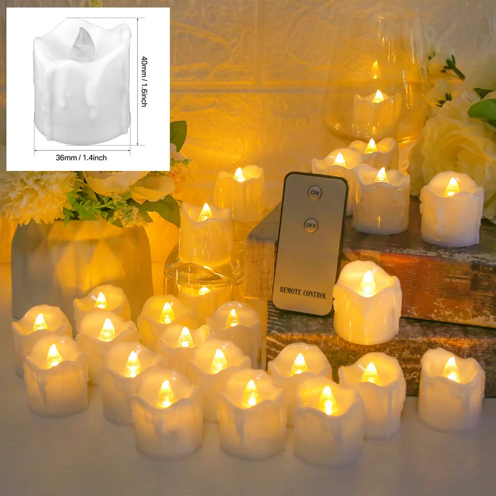 24-Piece Flickering LED Candle Tealights – Flameless Battery Candles with Optional Remote Control for Weddings, Home & Christmas Décor