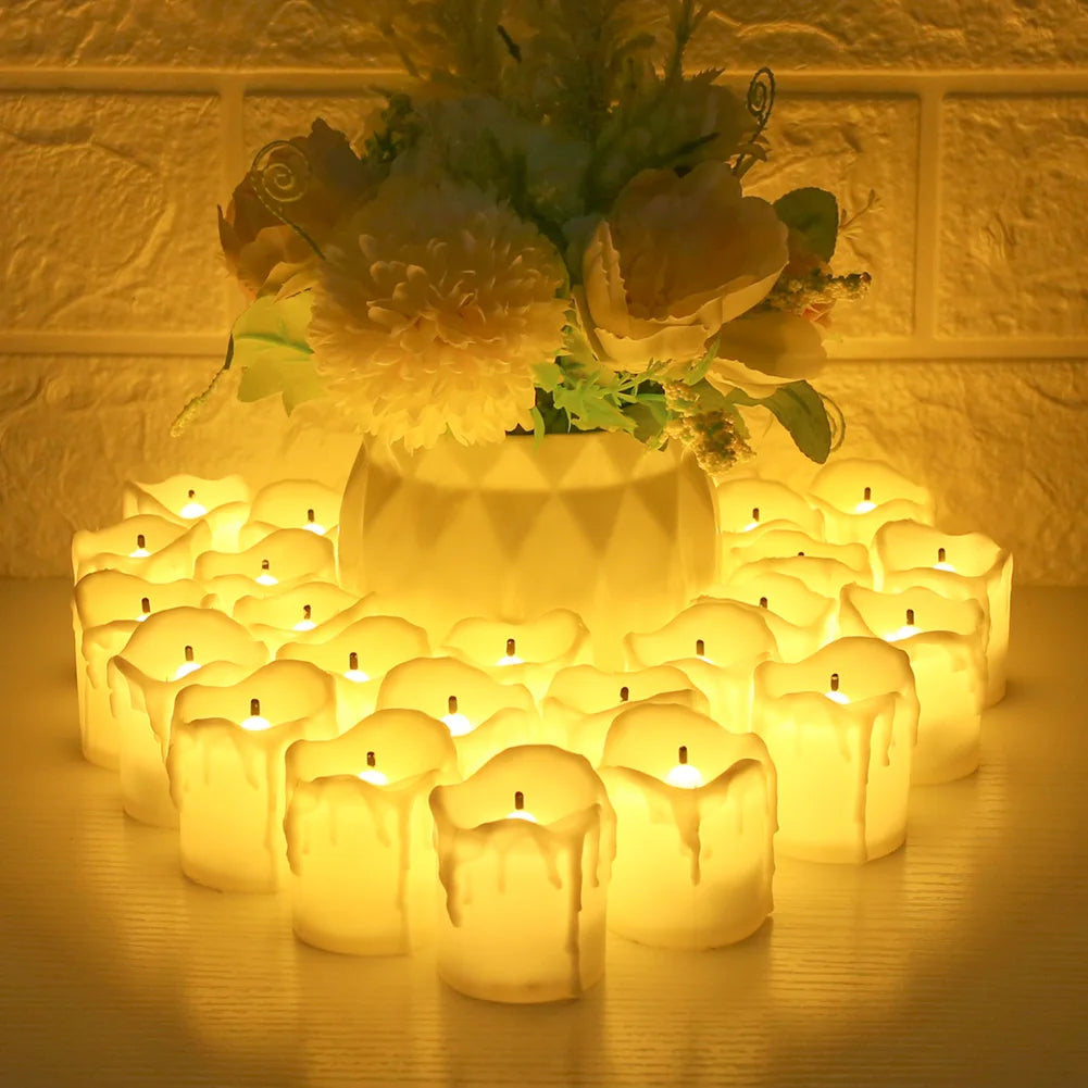 24-Piece Flickering LED Candle Tealights – Flameless Battery Candles with Optional Remote Control for Weddings, Home & Christmas Décor