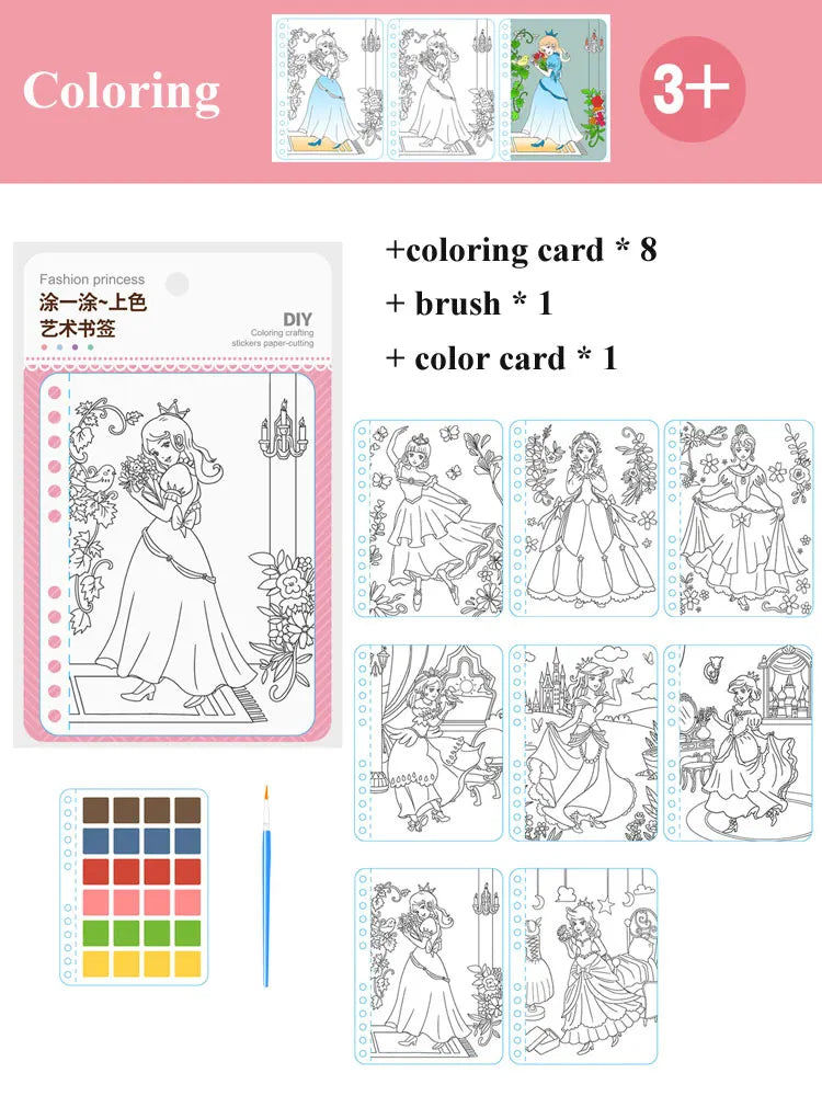 DIY Painting Sticker Craft Kit for Kids – Princess Art Set for Girls – Educational Handmade Activity and Creative Gift