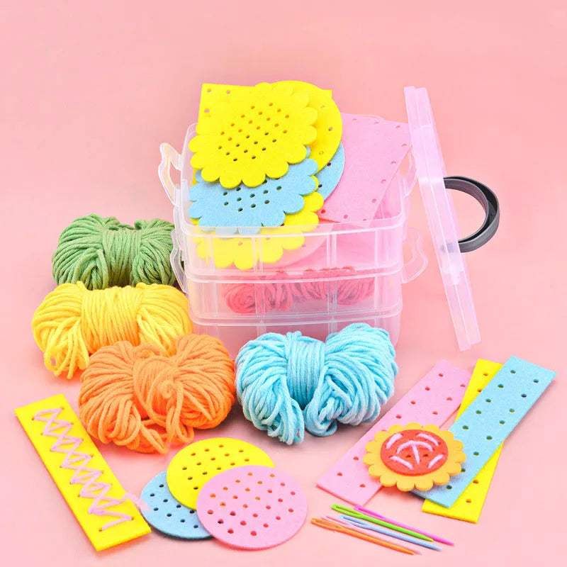 Montessori Non-woven Fabric Lacing Toys for Toddlers Kids Cartoon Animal Sewing Kit Fine Motor Skill Busy Board DIY Art Craft