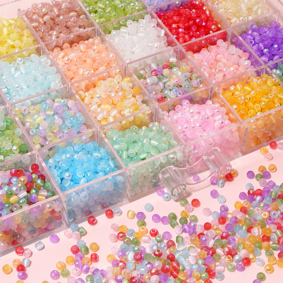 150-Piece 4mm Cat Eye Seed Glass Beads – Multi-Color Rice Loose Beads for Jewelry Making and DIY Crafts