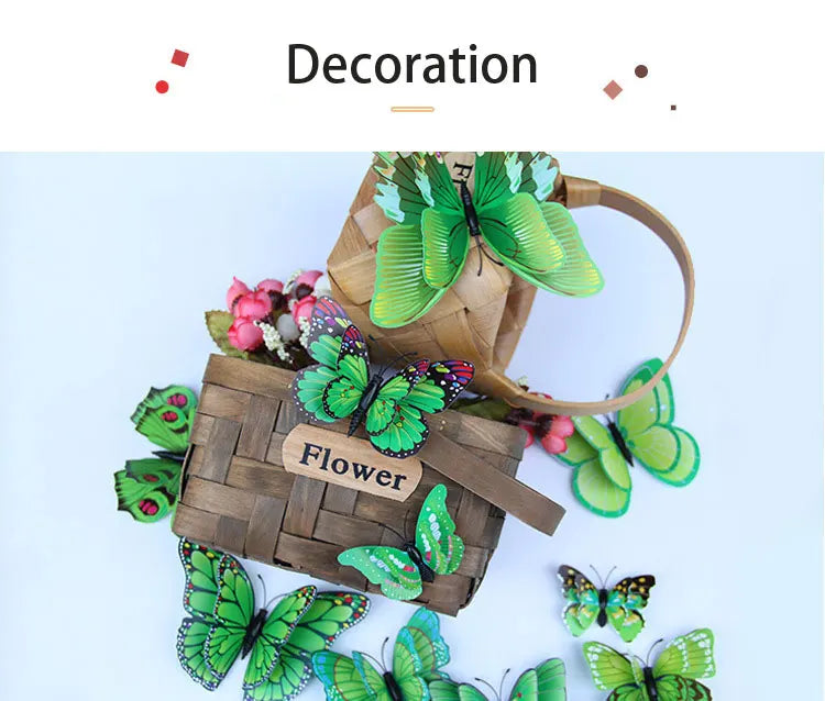 12pcs 3D Double Layer Butterfly Wall Stickers – DIY Magnetic Wall Art for Living Room, Kids Room & Wedding Decor