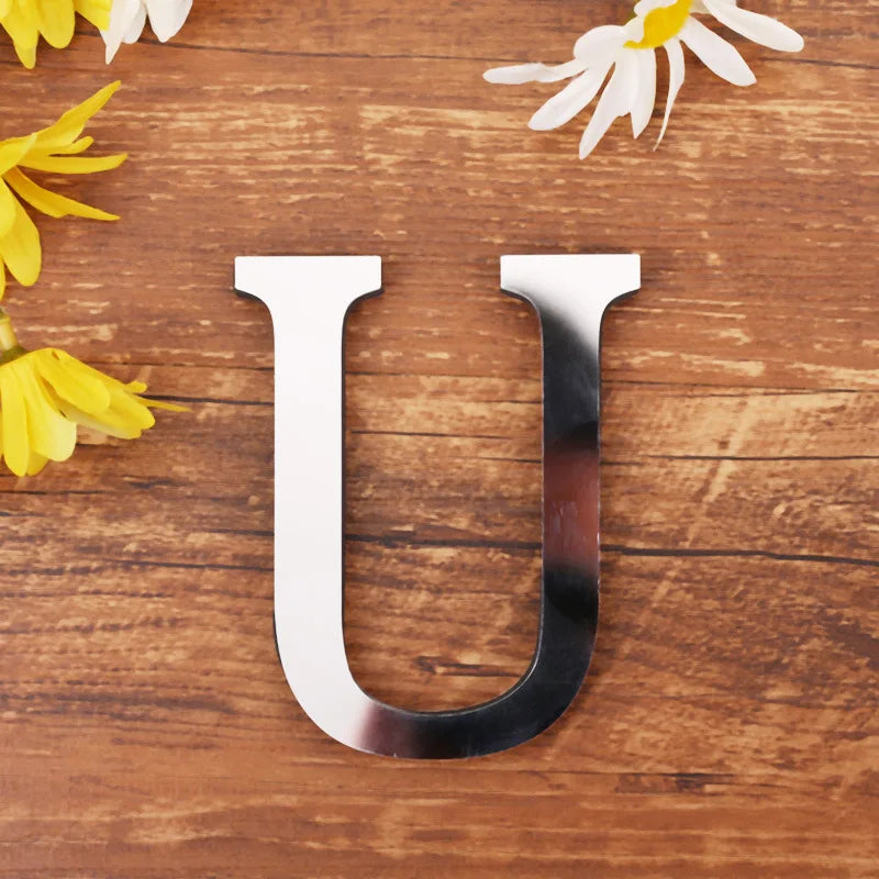 3D Acrylic Mirror Alphabet & House Number Wall Stickers – Decorative DIY Letters and Numbers