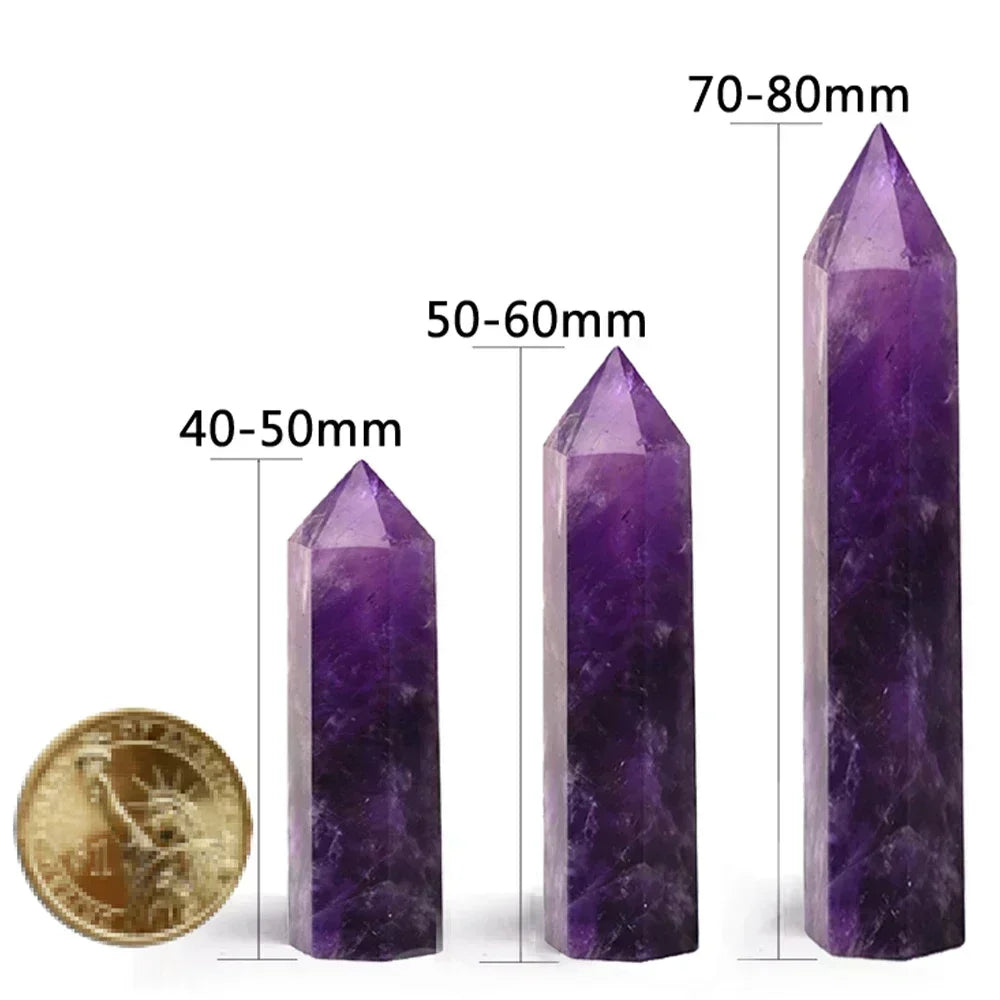 Natural Crystal Point Wand – Rose Quartz, Amethyst & Healing Stones for Witchcraft, Meditation, and Home Decoration