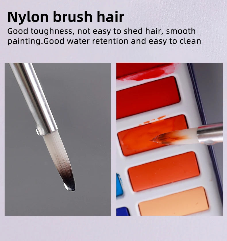 Nylon Paint Brush Set – Art Supplies for Beginners and Professionals, Ideal for Watercolor, Acrylic, and Oil Painting
