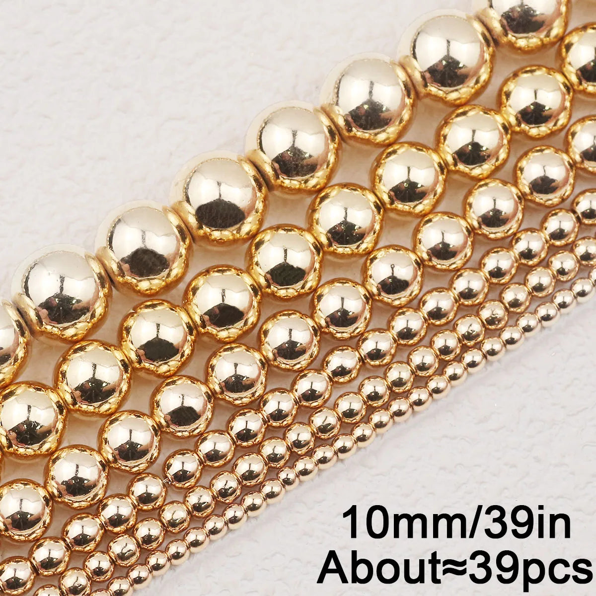 Golden Hematite Round Spacer Beads – Loose Beads for DIY Bracelets, Necklaces, and Jewelry Making