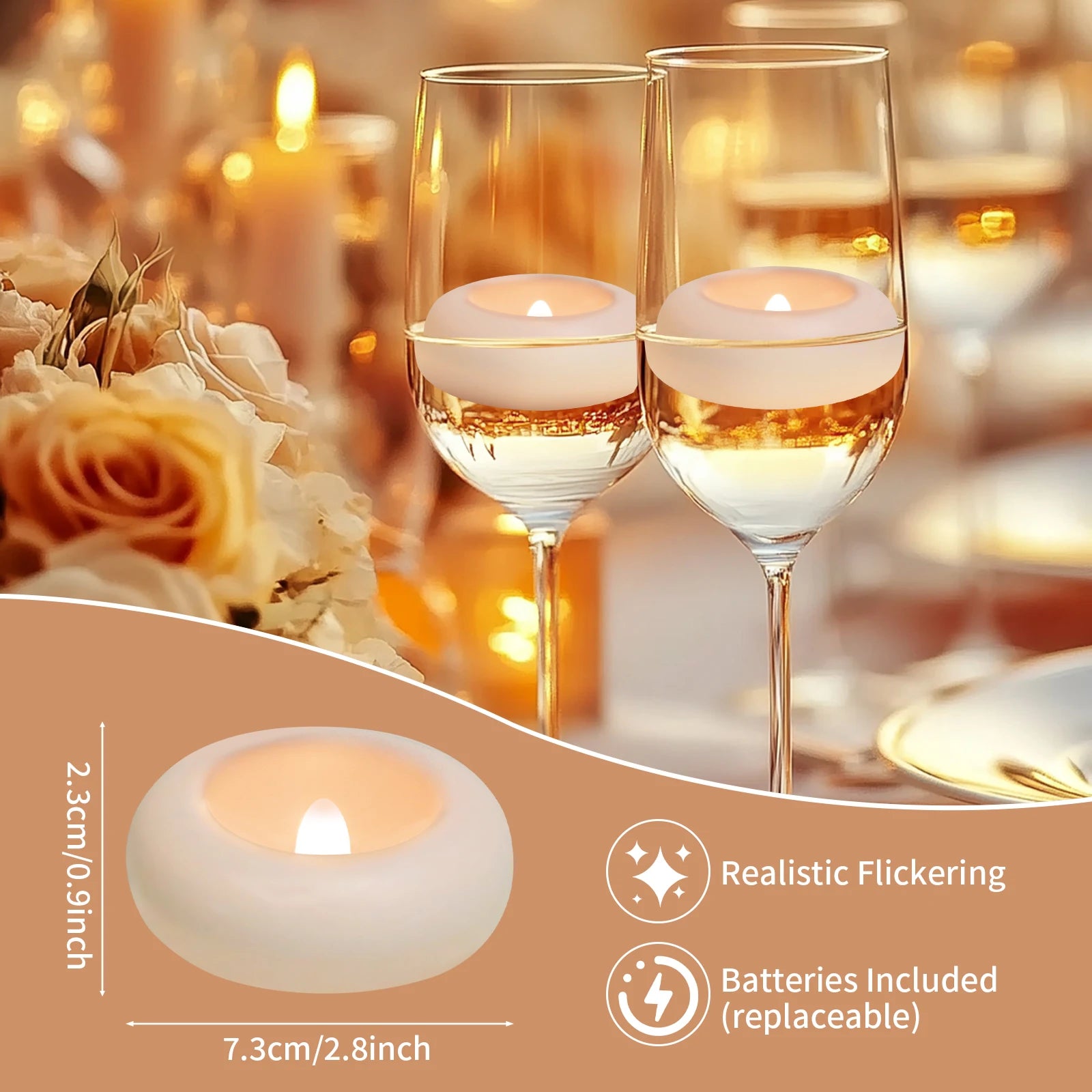 24-Piece Flickering LED Candle Tealights – Flameless Battery Candles with Optional Remote Control for Weddings, Home & Christmas Décor
