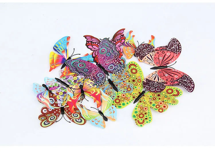 12pcs 3D Double Layer Butterfly Wall Stickers – DIY Magnetic Wall Art for Living Room, Kids Room & Wedding Decor