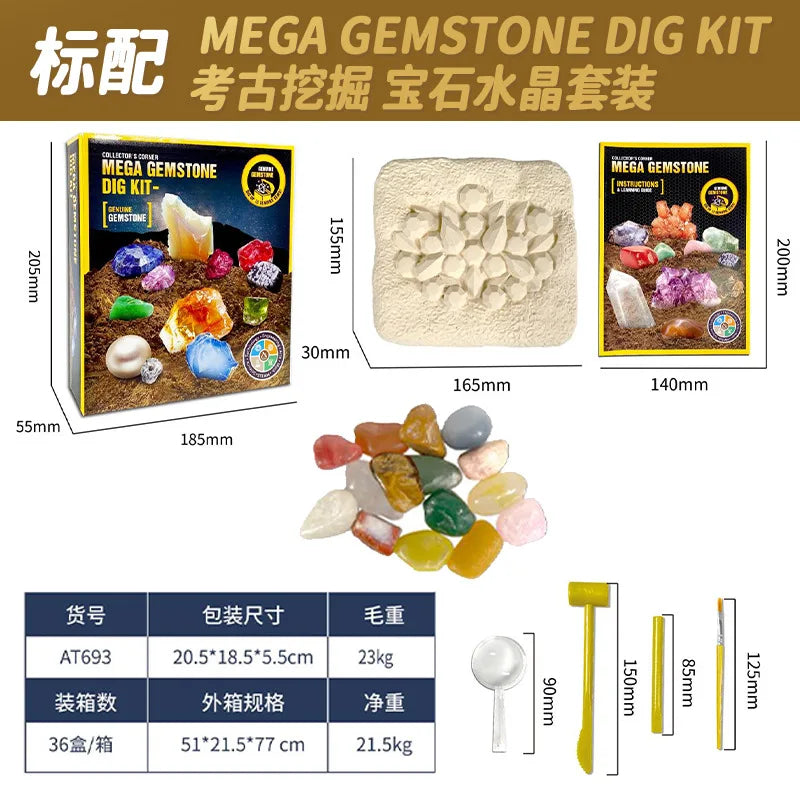 Gemstone Dig and Discover Kit – Crystal Mining Educational Toy for Kids