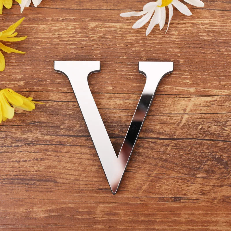 3D Acrylic Mirror Alphabet & House Number Wall Stickers – Decorative DIY Letters and Numbers