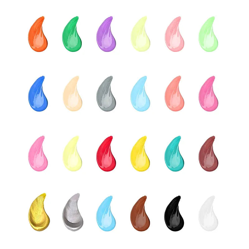 24-Color Acrylic Paint Set – 30ml Bottles for Fabric, Leather, Clothing, and DIY Craft Painting