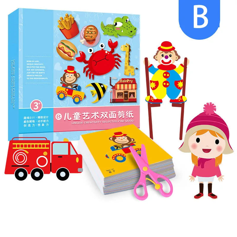 100PCS Handmade Paper Cut Book – Kids DIY Cartoon Scrapbooking & Craft Kit