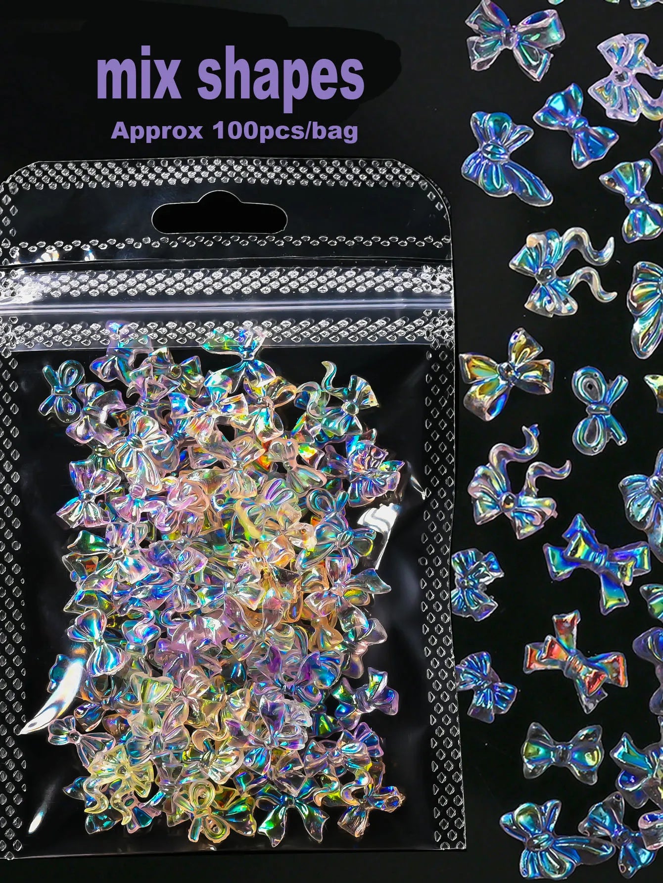 500–600pcs Mixed Resin Nail Art Charms – Y2K Flower, Heart, and Bear Decorations for DIY Manicure Accessories