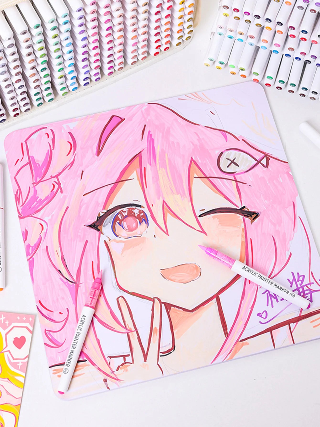 Languo 9-Piece Soft Brush Acrylic Marker Pen Set – DIY Art Markers for Hand Drawing, Painting, and Graffiti (M720)