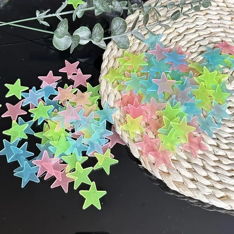 50/1000pcs Glow in the Dark Stars – 3D Fluorescent Wall Stickers for Kids Room & Ceiling Decor