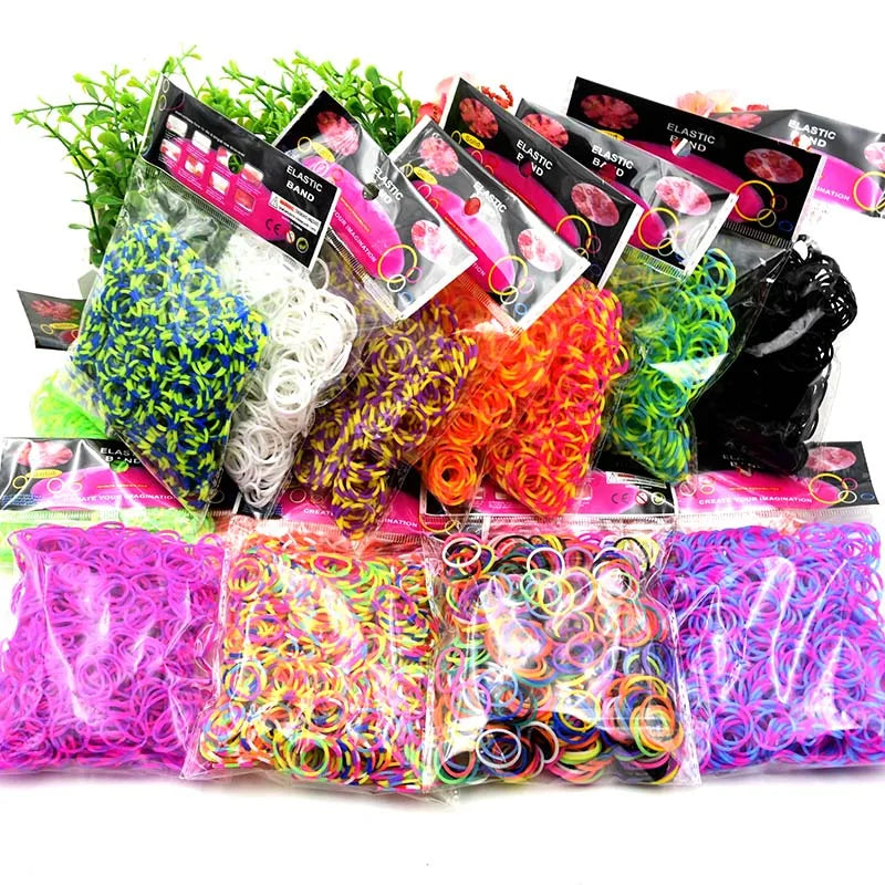 600pcs Loom Rubber Bands Kit – Rainbow Rubber Bands for Kids DIY Bracelet Making or Hair Accessories – Fun Creative Craft Toy Gift