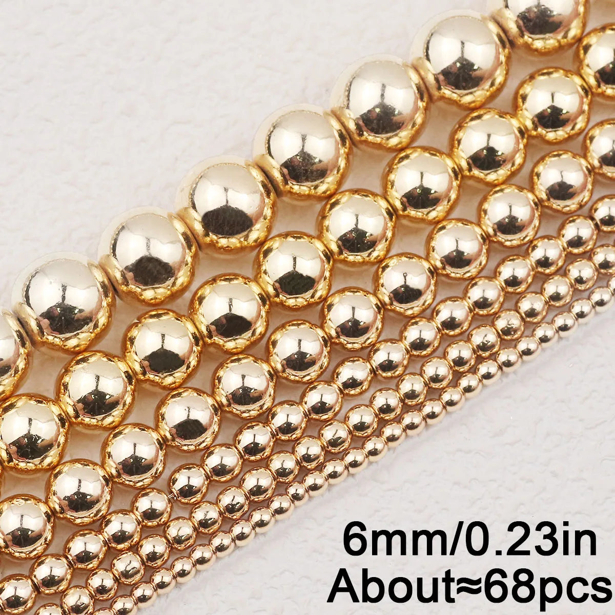 Golden Hematite Round Spacer Beads – Loose Beads for DIY Bracelets, Necklaces, and Jewelry Making