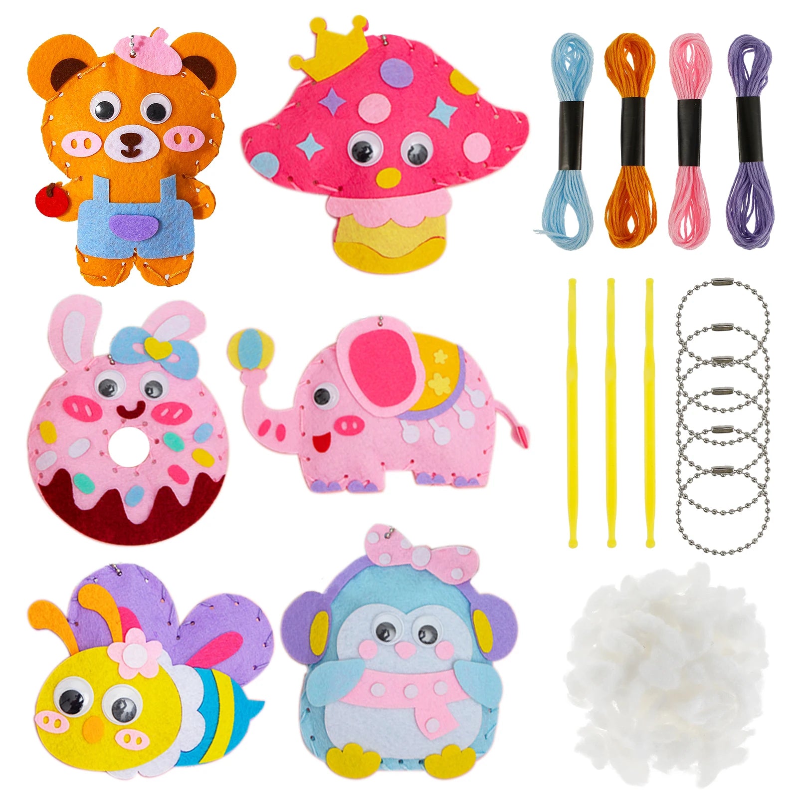 DIY Sewing Animals Craft Kit – Forest Creatures Felt Plush Toys for Kids – Beginner Sewing Set for Creative Play