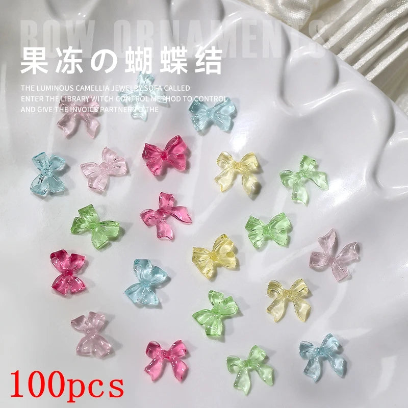 500–600pcs Mixed Resin Nail Art Charms – Y2K Flower, Heart, and Bear Decorations for DIY Manicure Accessories