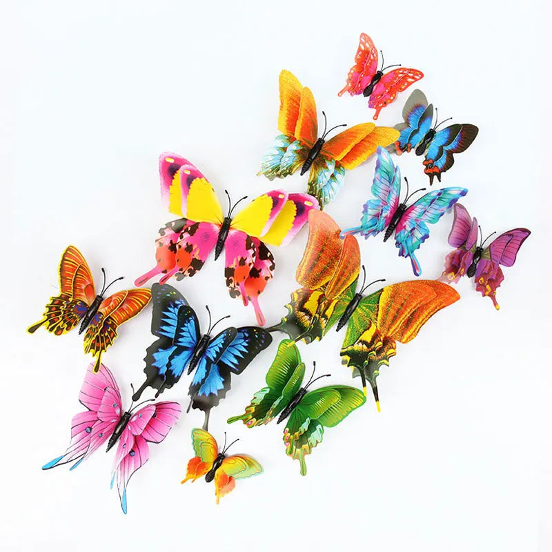 12pcs 3D Double Layer Butterfly Wall Stickers – DIY Magnetic Wall Art for Living Room, Kids Room & Wedding Decor