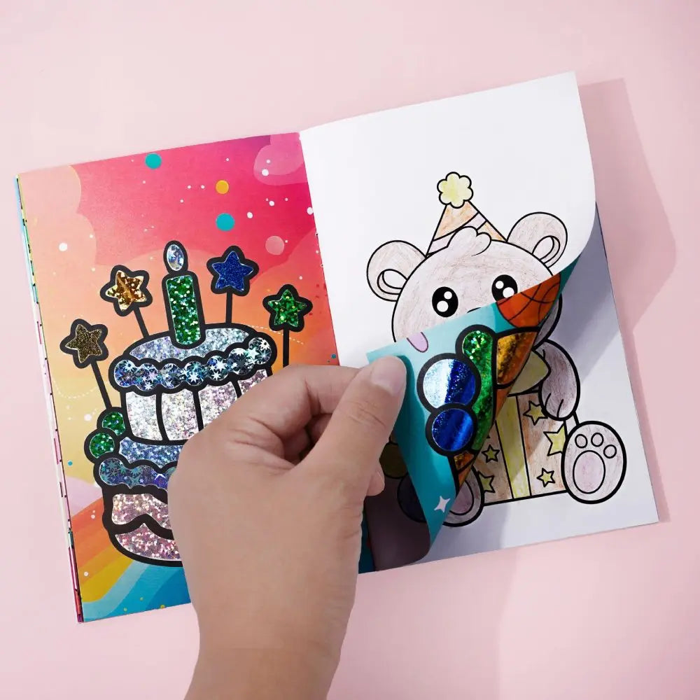 DIY Magic Transfer Painting Mini Coloring Book – Kids Foil Art & Craft Set, Educational Montessori Drawing Toy, Birthday Gift